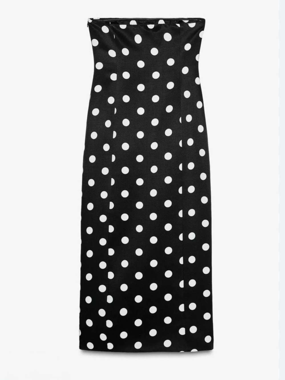 Zara Strapless Polka Dot Midi Dress Medium Black White Cocktail Wedding Guest - Picture 12 of 12